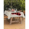 thumbnail image 2 of Outdoor Tablecloth with Umbrella Hole and Zipper, Red Green Christmas Rectangle Table Cloth 60x102 Inch Waterproof Tablecloth, Farmhouse Xmas Botanical Winter Picnic Table Cover for Patio Camping, 2 of 7
