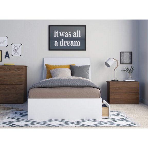 Nexera Shiraz 3 Piece Bedroom Set, Walnut & White
