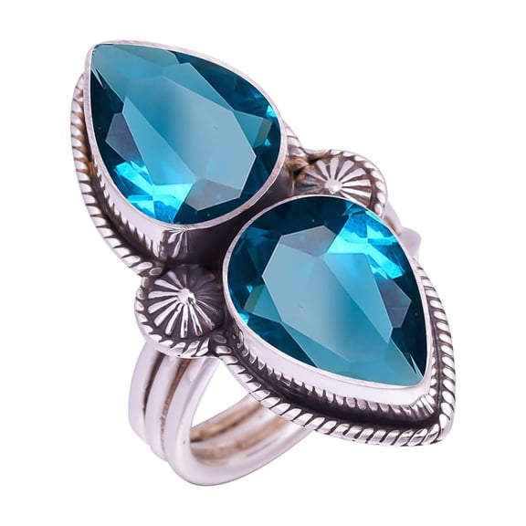 Teal Tourmaline Gemstone 925 Sterling Silver Ring, 14X10 mm Pear Gemstone Ring, Teal Ring, Christmas Gift, Unique Jewelry Ring, Adjustable Ring V9408R