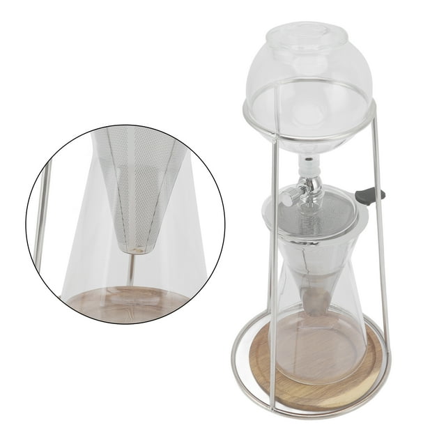 Iced Drip Coffee Maker, Reusable Drip Tower Coffee Maker Stainless Steel Transparent 600ml Multipurpose for Cafe