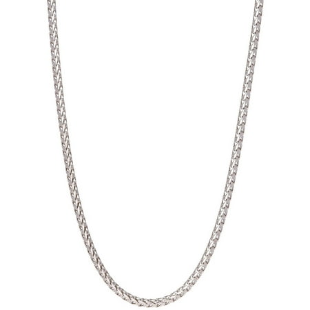 Pori Jewelers Rhodium-Plated Sterling Silver 1.5mm Franco Chain Men's Necklace, 20