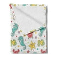thumbnail image 2 of Cartoon Soft Flannel Fleece Throw Blanket, Sea Creatures with Seahorse Crabs Fish Aqua Drawing Style, Cozy Plush for Indoor and Outdoor Use, 50" x 60", Teal Mustard Dark Coral, by Ambesonne, 2 of 5