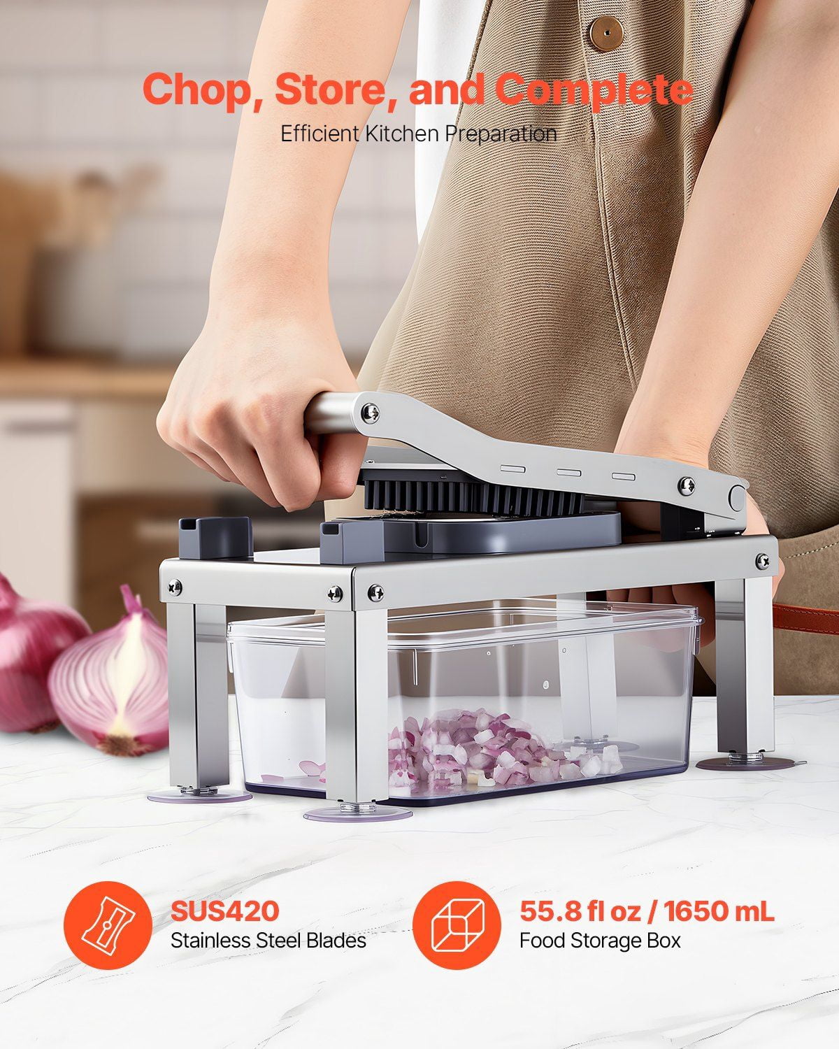 9-in-1 Vegetable Chopper & Mandoline Slicer - Multi-Functional Food Processor with 9 Blades for Spiralizing, Grating, Slicing - BPA-Free Veggie Cutter for Kitchen, Salad, Meal Prep (Easy Clean)