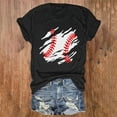 thumbnail image 2 of TODOZO Baseball Shirts Women Baseball Mom Tshirt Baseball Heart Graphic Tee Game Day Gifts Funny Short Sleeve Tops Women's Spring/Summer Baseball Print Loose T Shirt Short Sleeve Top Black L, 2 of 3