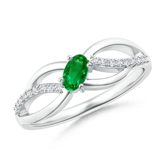 Oval Shape Green Emerald CZ Diamond Band Ring Women 925 Sterling Silver May Birthstone Wedding Anniversary Gift Gemstone Jewelry