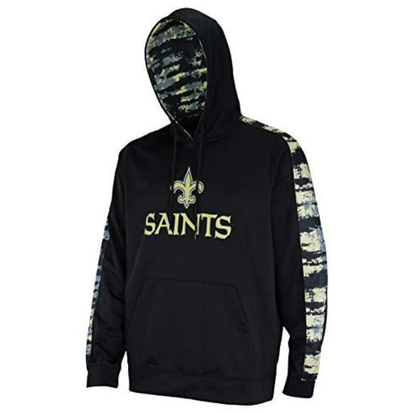Zubaz NFL Men's Performance Pullover Hoodie with Oxide Sleeves, New Orleans Saints X-Large