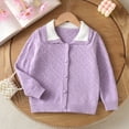 thumbnail image 6 of DJDLJWCJ Toddler Girls Cardigan Sweater Long Sleeve Knit School Uniform Sweater Loose Fit Button Down Cardigan Outerwear Purple Size 4T, 6 of 10