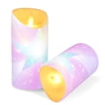 thumbnail image 2 of 2 PCS Tilted Flameless Candles Flickering LED Lights Battery Operated Candles with Remote Timers for Holiday Decor Rainbow Gradient Stars, 2 of 8