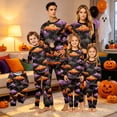 thumbnail image 6 of Halloween Pajamas Set Pumpkin Print Sleepwear Holiday Loungewear Outfit,Allover Orange Purple Cloud Pattern Long Sleeve Top Pants Soft Apparel,Festive Autumn Nightwear Cozy Housewear, 6 of 7