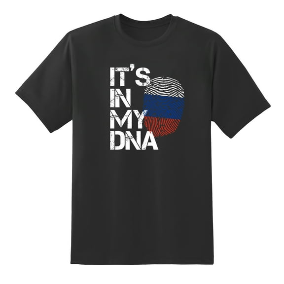 It's in My DNA Fingerprint Russia Flag T Shirt Tee Funny Design Tee Shirt Black,3XL