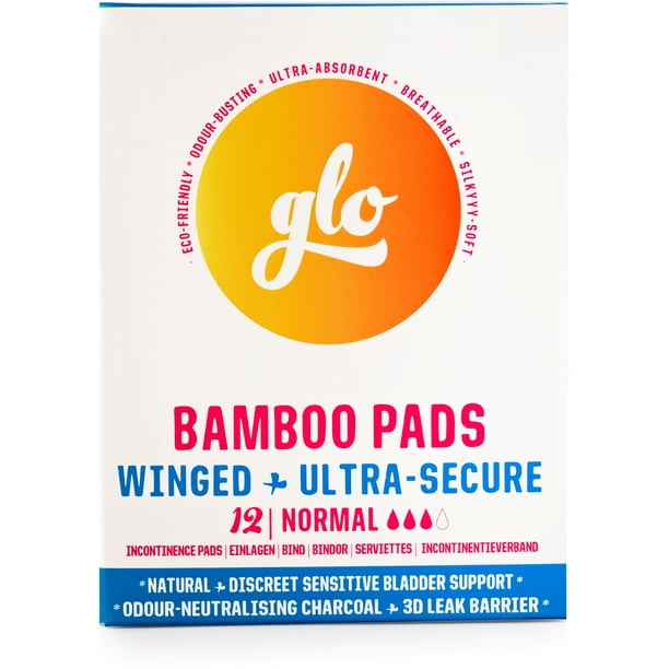 glo Organic Bamboo Incontinence Pads Women Ultra Secure, Biodegradable