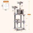 thumbnail image 3 of Pefilos 57" 4 Levels Platform Cat Tree House, Cat Condo for Large Cats with Fully Scratching Posts, Cat Tower for Indoor, Gray, 3 of 8