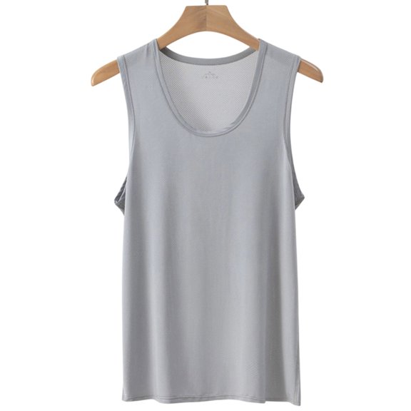 Zylanna Men's Workout Tank Tops, Moisture Wicking Ice Silk Breathable Quick Dry Athletic Sleeveless Shirt for Gym Gray