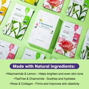 Mooyam 2-Step Mask Set 6 Sheets Natural Skincare Sheet Mask Lemon Rose Tea Tree Essential Face Mask Glowing, Hydrated & Firm Skin