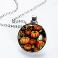 thumbnail image 2 of Thanksgiving Pumpkin Glass Circular Pendant Necklace - Sparkling Jewelry for Women, 2 of 5