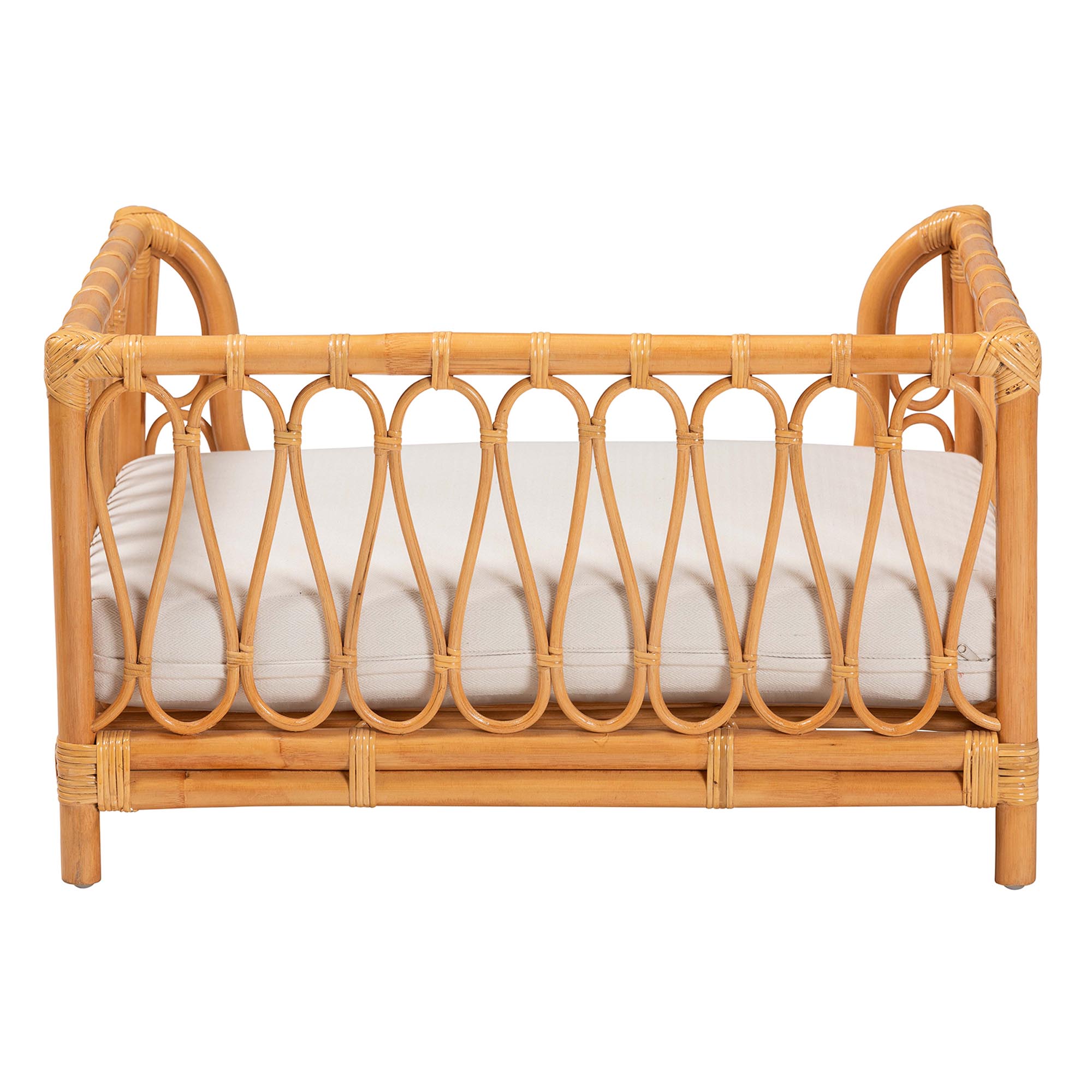 bali & pari Kierra Boho Pet Bed, Natural Rattan, Honey