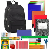18 Inch Multipocket Laptop Backpack with 45 Piece Stationary Kit in Black