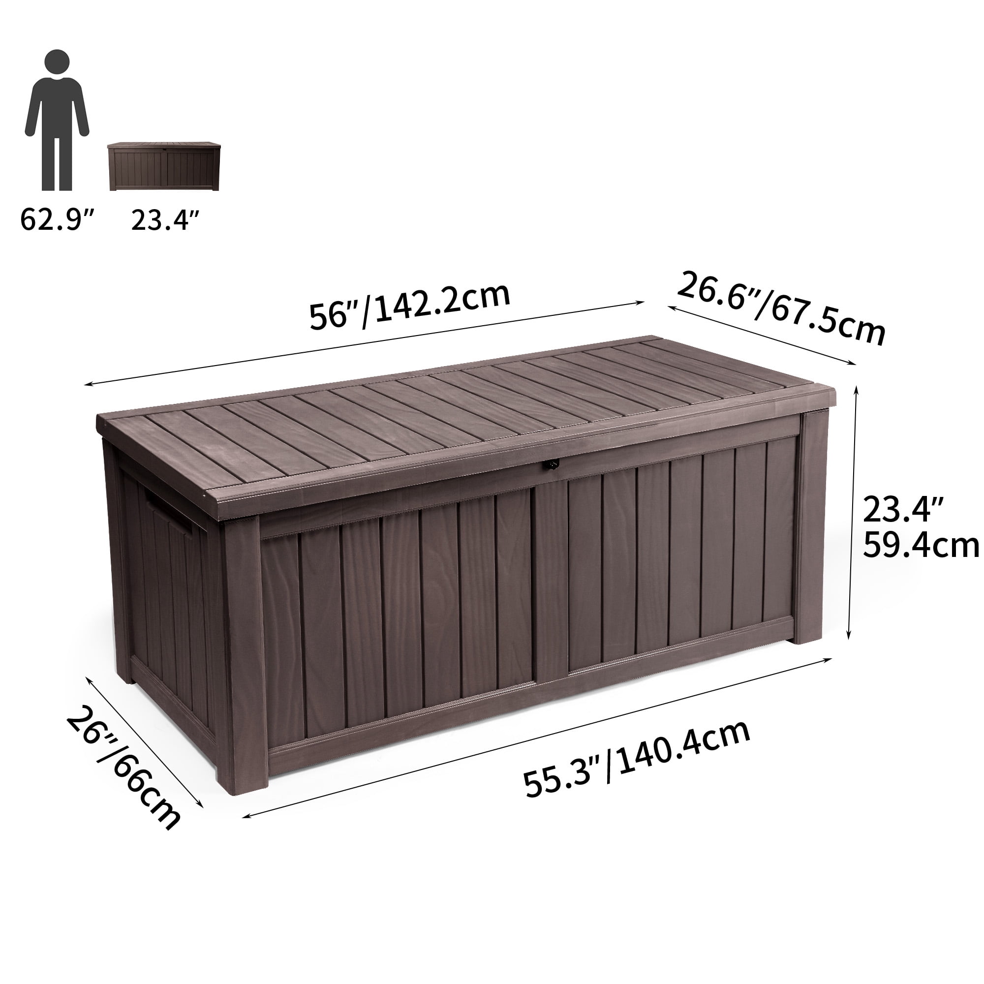 Rubbermaid Extra Large Resin Weather Resistant Outdoor Storage Deck Box,  120 Gal., Putty/Canteen Brown, for Garden/Backyard/Home/Pool