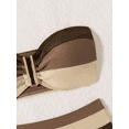thumbnail image 4 of generic Women's Two Piece High Waisted Bikini Sets Color Block Strapless Bathing Suit Bandeau Swimsuits Brown XL, 4 of 5