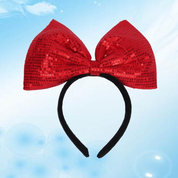 SOPOTUTU Red Sequin Hair Hoop Hair Band with Bowknot Chic Party Headwrap