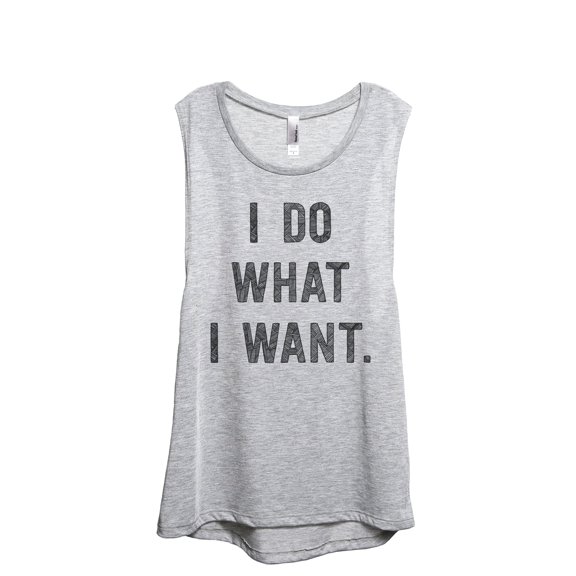 I Do What I Want Women's Fashion Sleeveless Muscle Workout Yoga Tank Top Sport Grey Medium