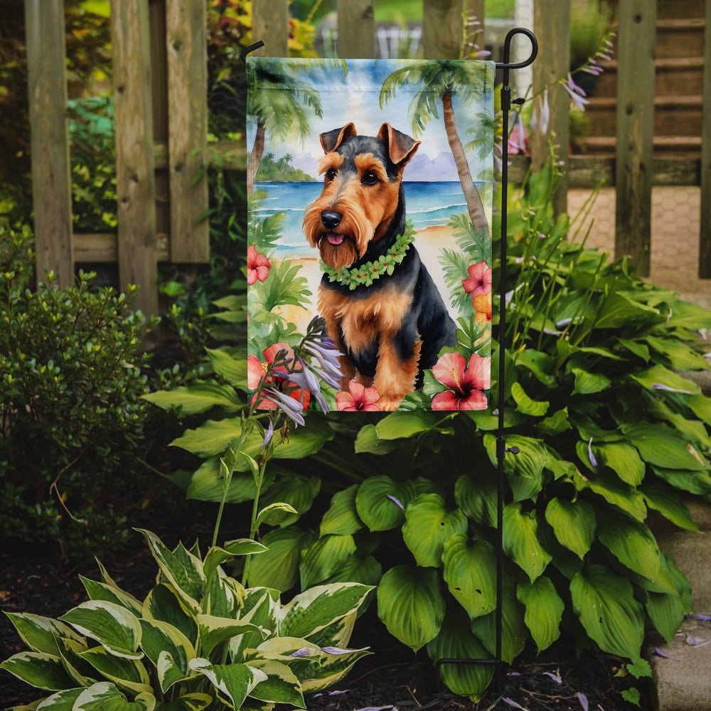Welsh Terrier Luau Garden Flag 11.25 in x 15.5 in
