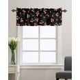 thumbnail image 5 of Watercolor Red Cherry on Black Curtain Valances for Kitchen Windows,Rod Pocket Short Valance Farm Seamless Fruit Art Small Window Treatment for Living Room Bathroom Bedroom,42"x12"-1 Panel, 5 of 9