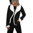 thumbnail image 2 of jsaierl Women Fashion Solid Long Sleeve Thick Plush Cardigan Coat Tops Blouse, 2 of 5