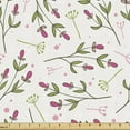thumbnail image 1 of Floral Fabric by the Yard, Forest Botanical Pattern with Flourishing Wild Flowers Petals, Upholstery Fabric for Dining Chairs Home Decor Accents, Pale Olive Green Pink by Ambesonne, 1 of 5