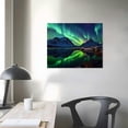 thumbnail image 3 of GOSMITH Northern Wall Art Green Aurora Borealis Scenery Canvas Wall Decor Large Nature Alaska Snowy Mountain Landscape Picture Painting Artwork for Living Room Bedroom Office Home Decoration, 3 of 4