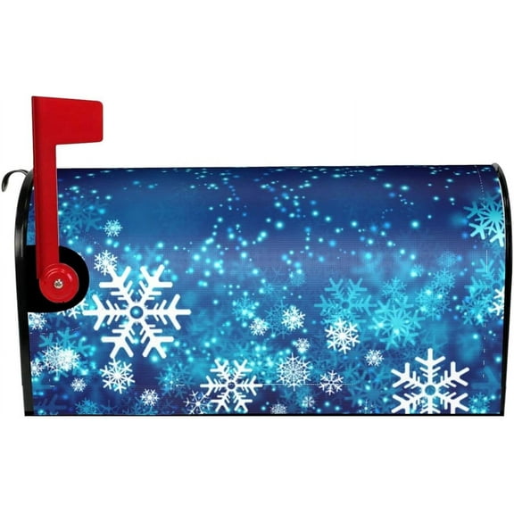 Mailbox Covers Magnetic Large Size Waterproof Christmas Snowflakes Winter Mailbox Wraps Post Letter Box for Courtyard Garden Yard Fence Decor 25.5x21 in