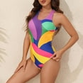 thumbnail image 5 of Aloohaidyvio Women One Piece Swimsuit Slimming Color Block Bathing Suit Sexy Tummy Control Swimwear, 5 of 6