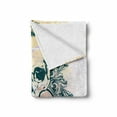 thumbnail image 2 of Skull Soft Flannel Fleece Throw Blanket, Scary Deadly Rocker Skeleton Head Trio with Frames from Leaves Image, Cozy Plush for Indoor and Outdoor Use, 60" x 80", Pale Yellow Emerald, by Ambesonne, 2 of 6