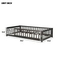 thumbnail image 6 of Twin Size Floor Bed for Toddlers and Kids, Solid Wood Montessori Floor Bed with Safety Fence Rail without Door, Durable Montessori Bed Frame with Sturdy Slats Support for Boys and Girls, Espresso, 6 of 9