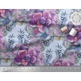 thumbnail image 2 of Soimoi Blue Velvet Fabric Leaves & Begonia Floral Print Sewing Fabric Yard 60 Inch Wide, 2 of 3