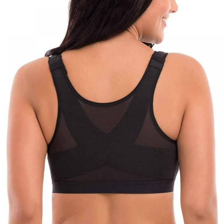  Women Zip Front Closure Sports Bra Plus Size Wirefree