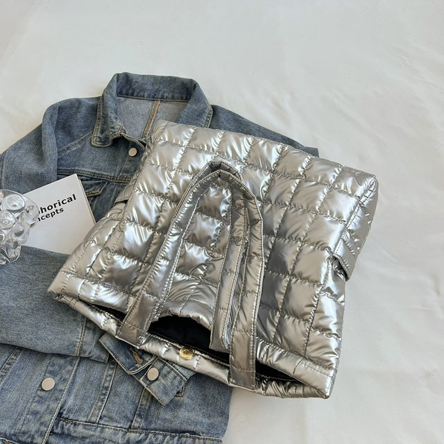 Bolsa de hombro de moda acolchados de algodón de compras para mujer (Plata) Likrtyny Para Estrenar