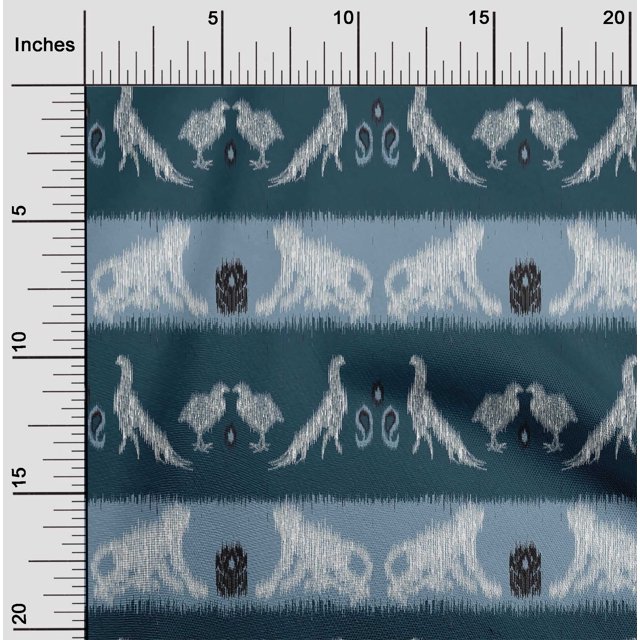 oneOone Cotton Silk Fabric Stripe|Bird & Monkey Ikat Print Fabric BTY 42 Inch Wide