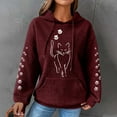 thumbnail image 2 of Womens Hooded Sweatshirt Pullover Cat Hoodies with Front Pocket Sweatshirts Tops Waffle Knitted Sweatshirts Loose Casual Long Sleeve Tops Hooded Blouse Shirts, 2 of 4