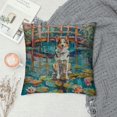 thumbnail image 2 of Orinice Dog Bridge Water Lilies Graphic Decorative Throw Pillow Cover for Home Couch Living Room Bed Sofa - Printed on Both Sides - Pack of 1 18x18in, 2 of 5