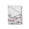 thumbnail image 2 of Botanical Soft Flannel Fleece Blanket, Vintage Simplistic Design with Delicate Branches of Winter Berry Print, Cozy Plush for Indoor and Outdoor Use, 70" x 90", Coral White and Grey, by Ambesonne, 2 of 6