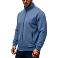 thumbnail image 5 of Eygvbb Men's Full Zip Jacket with Stand Collar Side Zipper Pockets Long Sleeve Casual Coat for Daily Commute Work and Outdoor Activities, 5 of 8