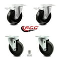 thumbnail image 2 of 5 Inch Phenolic Wheel Swivel Top Plate Caster Set 2 Total Lock Brakes SCC, 2 of 2