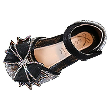 

AOMPMSDX Kids Shoes Breathable Bowknot Performance Dance For Girls Pearl Rhinestones Shining Princess Shoes