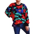 thumbnail image 2 of Seyurigaoka Womens Knit Pullover 2000s Aesthetic Floral Sweater Round Neck Long Sleeve Tops Winter Fashion Grunge Fairy Jumper, 2 of 8