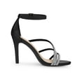 thumbnail image 3 of BLISSFUL STEP Women's Open Toe Rhines Strappy Ankle Strap Stiletto Heels Sandals Black 10, 3 of 8