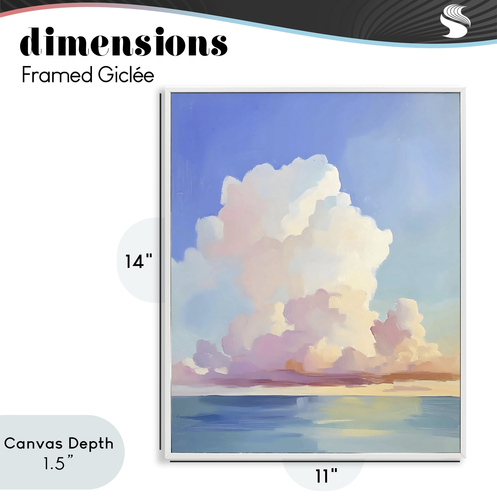 Stupell Industries Dreamy Pastel Clouds over Sea White Framed Giclee Art, design by The Prints Vibe