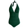 thumbnail image 6 of Sngxgn Women's Swimsuit High Neck Tummy Control Swimwear Bathing Suit(Green,XL), 6 of 9