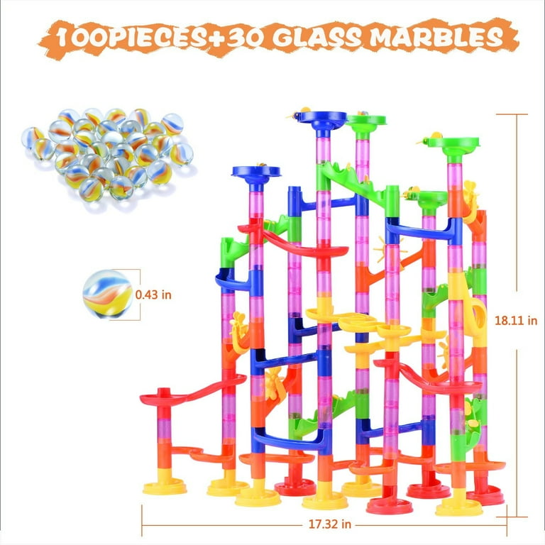 JOYIN 236 Pcs Glowing Marble Run with Motorized Elevator - Construction  Building Blocks Toys with 30 Glow in The Dark Plastic Marbles, STEM Gifts  for