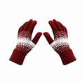 thumbnail image 3 of Foldable Winter Set Unisex Hat Scarf Gloves Acrylic Yarn Gradient Snowflake Knit Touchscreen Gloves, 3 of 8